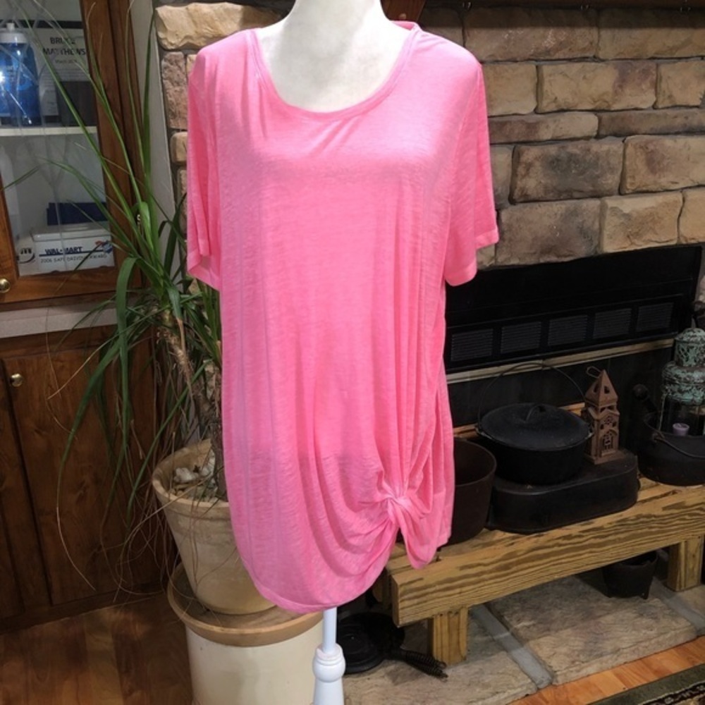 EST.1946 CATO SIZE 18/20W PINK TUNIC LENGTH LIGHTWEIGHT KNOTTED TEE EUC